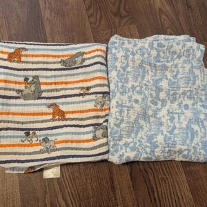 2 Disney Baby JUNGLE BOOK Aden + Anais Muslin Blanket Striped Blue Baby Blanket